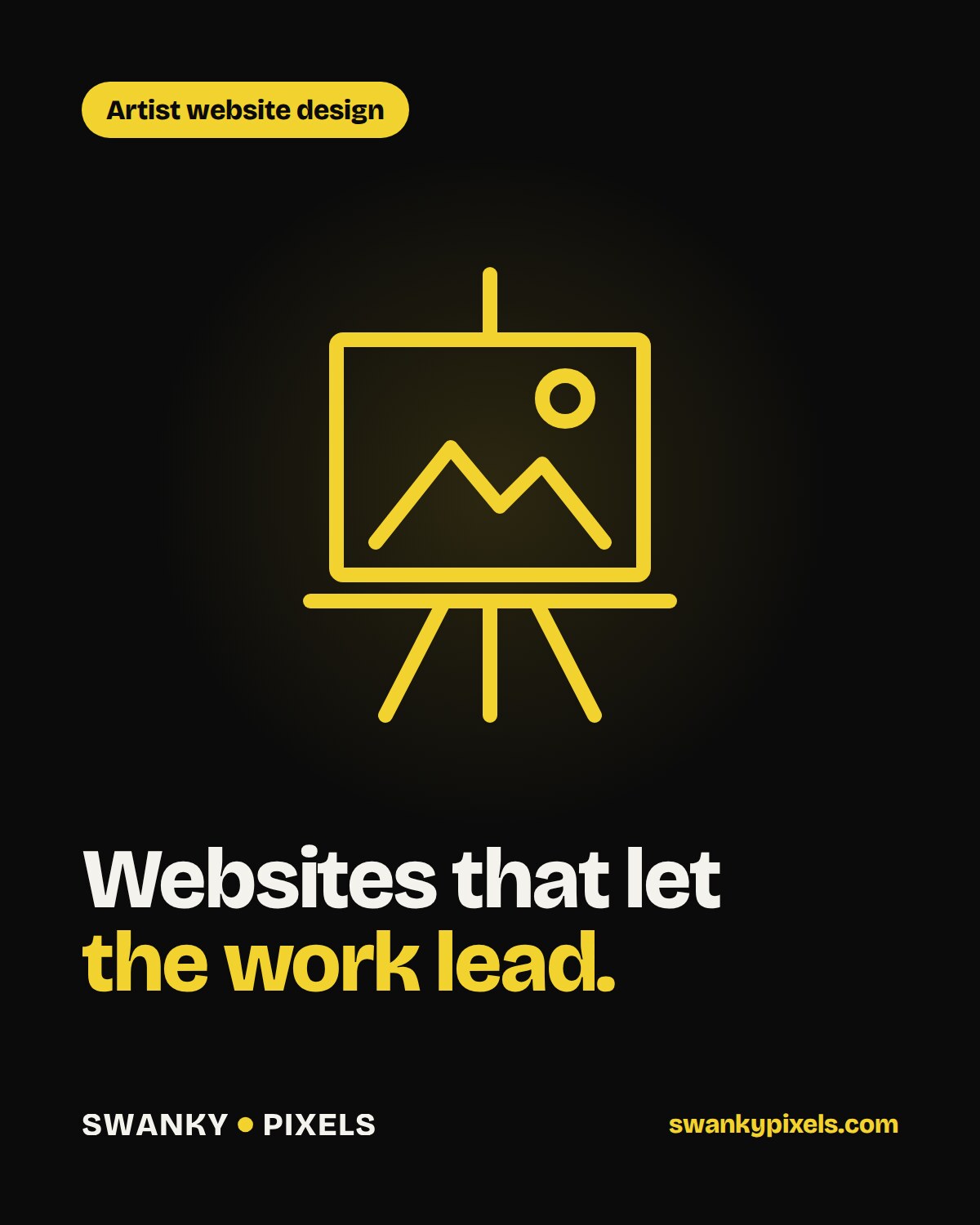 Line illustration of a painting on an easel for artist website design by Swanky Pixels