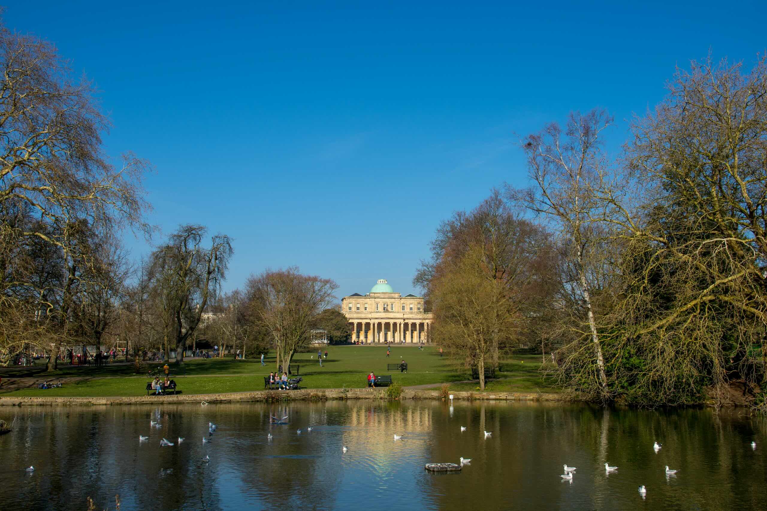 Pittville Park and Pittville Pump Room in Cheltenham