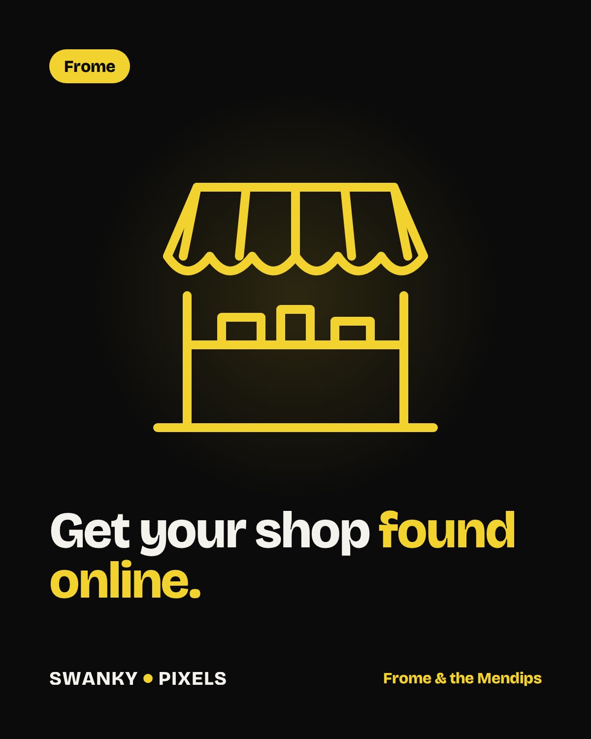 Market stall illustration for web design and SEO for Frome independents by Swanky Pixels