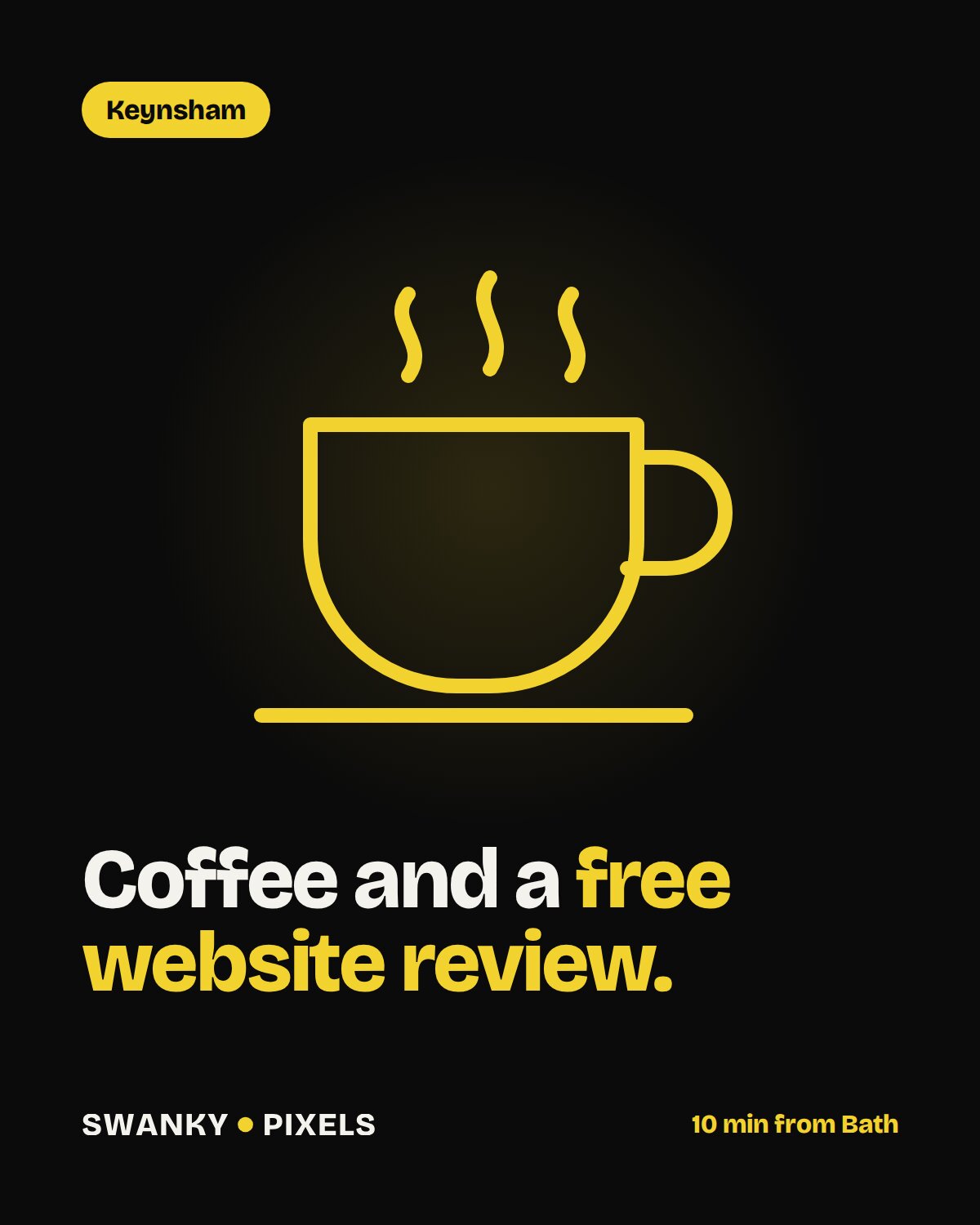 Coffee cup illustration for a free website review with Swanky Pixels in Keynsham