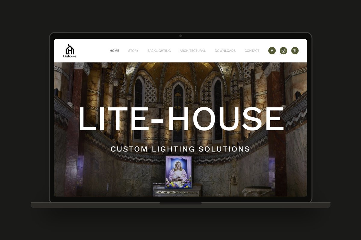 Lite House LED backlighting website shown on a laptop