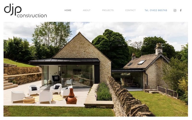 DJP Construction website homepage for a Cheltenham construction company