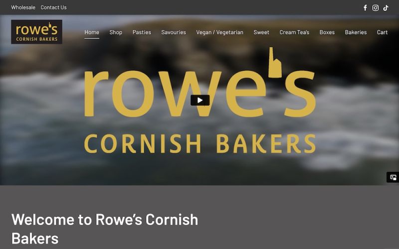 Rowe's Cornish Bakers website and ecommerce project